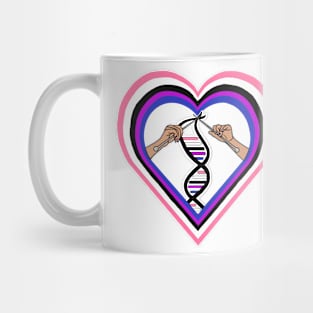 Genderfluid Pride Flag Knitted DNA Heart Mug